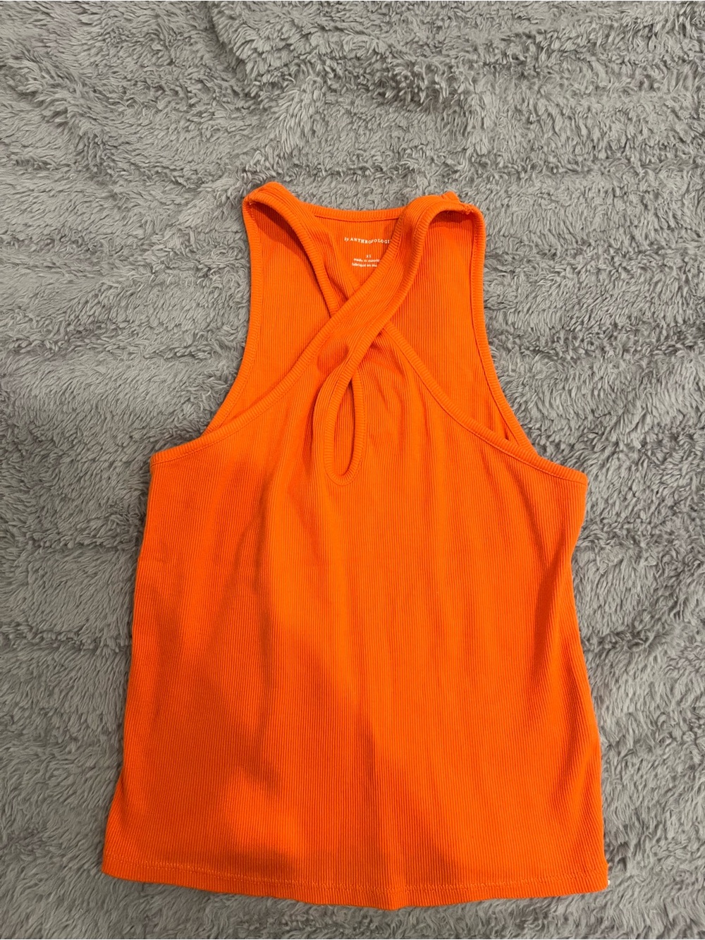 Anthropologie Bright Orange Twist-Detail Ribbed Tank